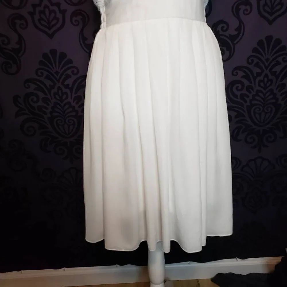 Zanzea Collection Womens White Sleeves Lace Bodice Sheer Skirt Dress Size 4 - Picture 2 of 14